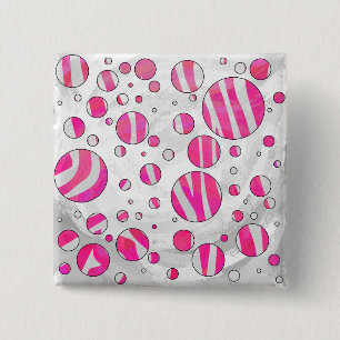 Hot Pink and White Zebra Polka Dots 15 Cm Square Badge