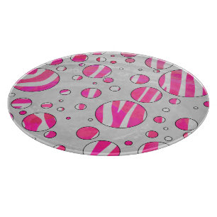 Hot Pink and White Zebra Polka Dots Cutting Board