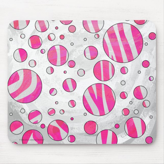 Hot Pink and White Zebra Polka Dots Mouse Pad (Front)