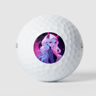 Hot Pink Anime Girl Succubus Koakuma Little Devil Golf Balls