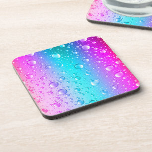Hot Pink & Aqua Blue Gradient Water Droplets Coaster