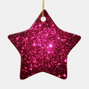 Hot Pink Astral Glitter Ceramic Tree Decoration