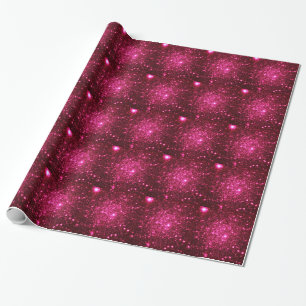 Hot Pink Astral Glitter Wrapping Paper