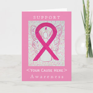 Hot Pink Awareness Ribbon Angel Customised Card