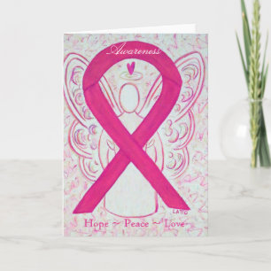 Hot Pink Awareness Ribbon Angel Greeting Card