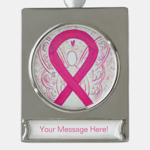 Hot Pink Awareness Ribbon Angel Ornament