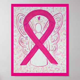 Hot Pink Awareness Ribbon Angel Poster