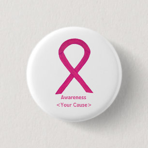 Hot Pink Awareness Ribbon Custom Art Pins