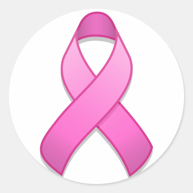 Hot Pink Awareness Ribbon Round Sticker (Front)