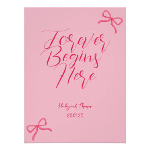 Hot Pink & Baby Pink Bow Wedding Sign