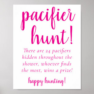 Hot Pink Baby Shower   Bubblegum Pacifier Hunt Poster