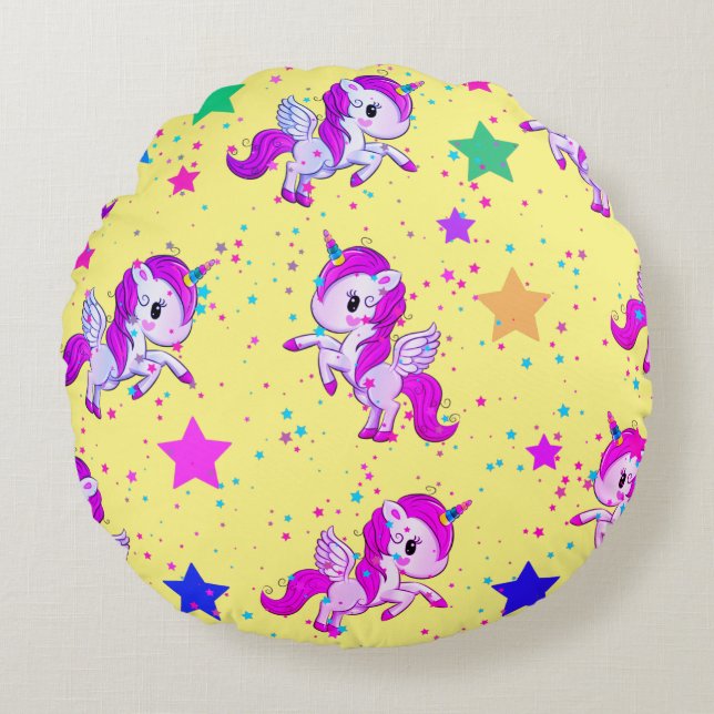 Hot Pink Baby Unicorns Pillow (Front)
