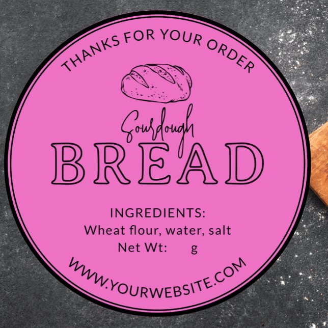 Hot Pink Bakery Sourdough Bread Thank You Sticker (Creator Uploaded)