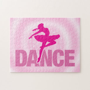Hot Pink Ballerina Dance Sparkle  Jigsaw Puzzle