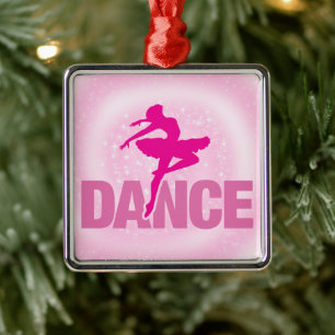 Hot Pink Ballerina Dance Sparkle   Metal Ornament