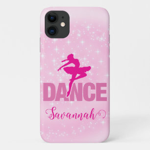 Hot Pink Ballerina Dance Sparkle Personalised iPhone 11 Case