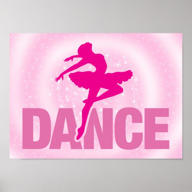 Hot Pink Ballerina Dance Sparkle  Poster (Front)