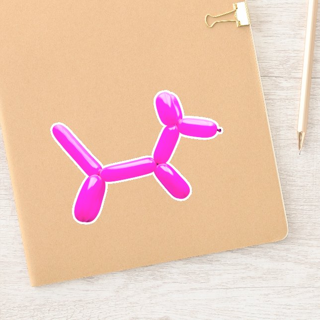 Hot Pink Balloon Animal Dog Sticker (Notebook)