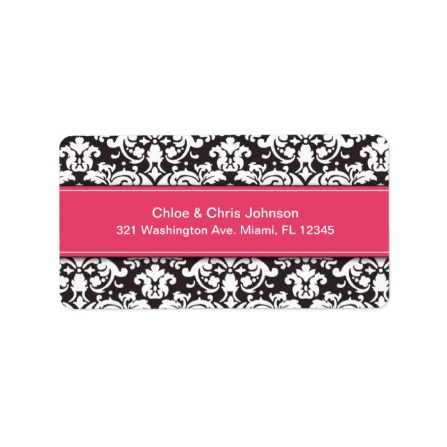 HOT PINK BANNER DAMASK | ADDRESS LABELS (Front)