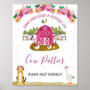 Hot Pink Barn Farm Birthday Party Sign