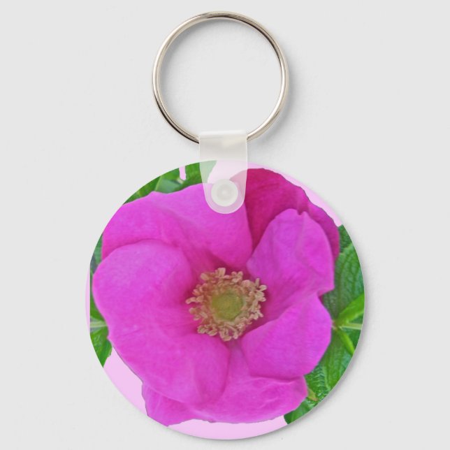 Hot Pink Beach Rose Coordinating Items Key Ring (Front)