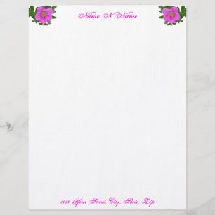 Hot Pink Beach Rose Letterhead