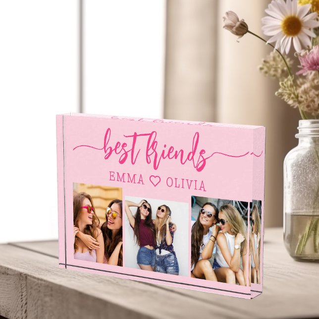 Hot Pink Best Friends 3 Photo Collage Keepsake (Creator Uploaded)