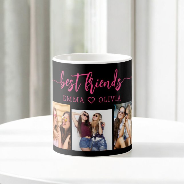Hot Pink Best Friends 3 Photo Collage Keepsake Coffee Mug (Creator Uploaded)