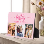 Hot Pink Besties Friends 3 Photo Collage Keepsake Plaque<br><div class="desc">Celebrate your friendship with the Hot Pink Besties Friends 3 Photo Collage Keepsake Plaque. This vibrant and personalised plaque features a stylish hot pink design, showcasing a beautifully arranged collage of three cherished photos. Crafted from high-quality materials, it’s perfect for displaying on a desk, shelf, or wall. The heartfelt "Besties"...</div>