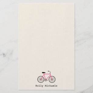 Hot Pink Bicycle Personalised Stationery