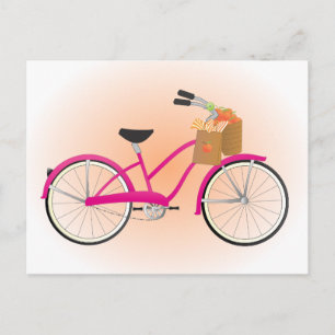 Hot PInk Bicycle with Oranges Postcard