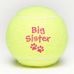 Hot Pink Big Sister Pet Dog Cat Toy Tennis Balls<br><div class="desc">Hot Pink Big Sister Pet Dog Cat Toy. Show your favourite furry friend some extra love when a new baby is joining the family with a special set of tennis balls just for them! These tennis balls are available in a variety of colours and styles and custom versions with your...</div>