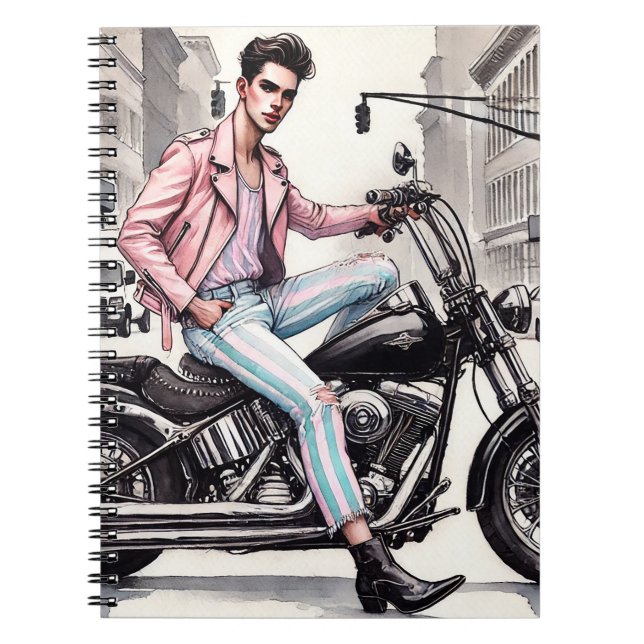 Hot pink biker notebook (Front)