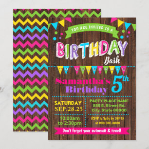 Hot Pink Birthday Bash Party Invitation