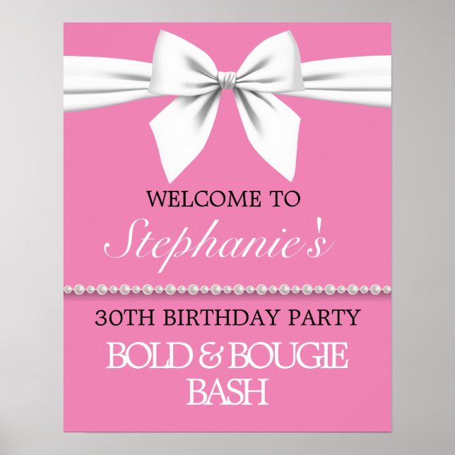Hot Pink Birthday Party Bridal Shower Welcome Sign (Front)