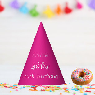 Hot pink birthday party girl hat