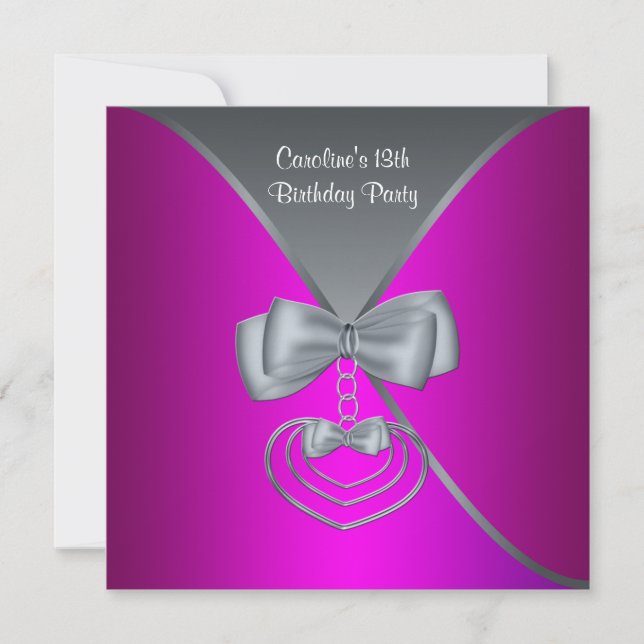 Hot Pink Birthday Party Invitation (Front)