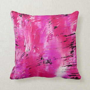 Hot Pink Black Abstract Cushion