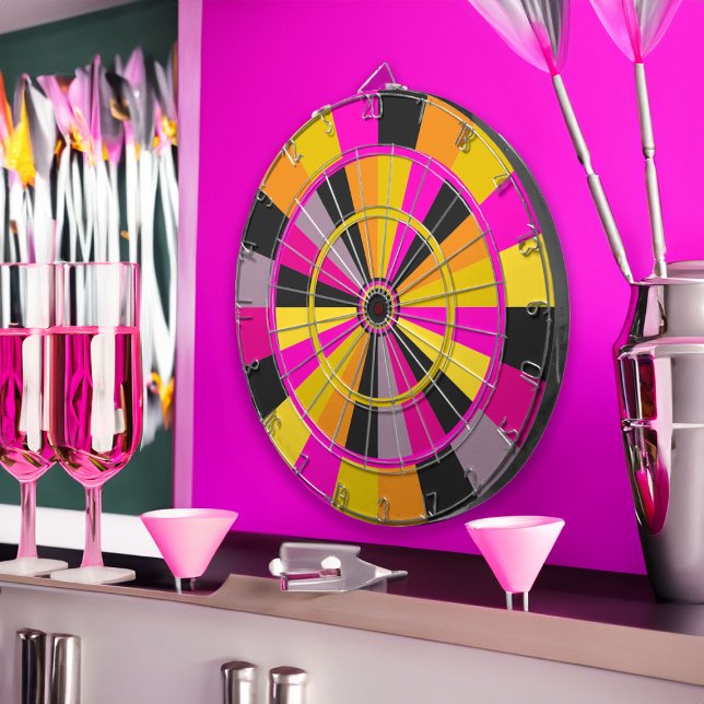 Hot Pink Black and Gold Gaming Room Fun Dartboard (Creator Uploaded)