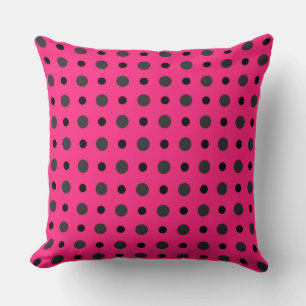 Hot pink, black and gray dots cushion