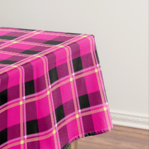 Hot Pink, Black and Yellow Plaid Tablecloth