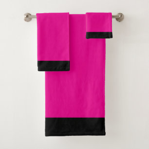 Hot Pink + Black  Bath Towel Set