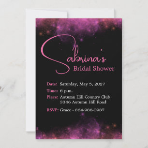 Hot Pink & Black Bridal Shower Invitation
