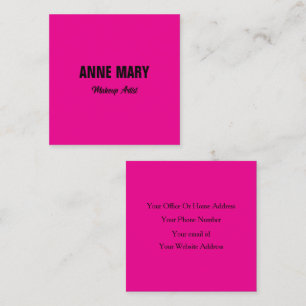 Hot Pink Black Bright Colourful Professional Girly Square Business Card