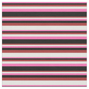 Hot Pink, Black, Brown, and Mint Cream Pattern Fabric