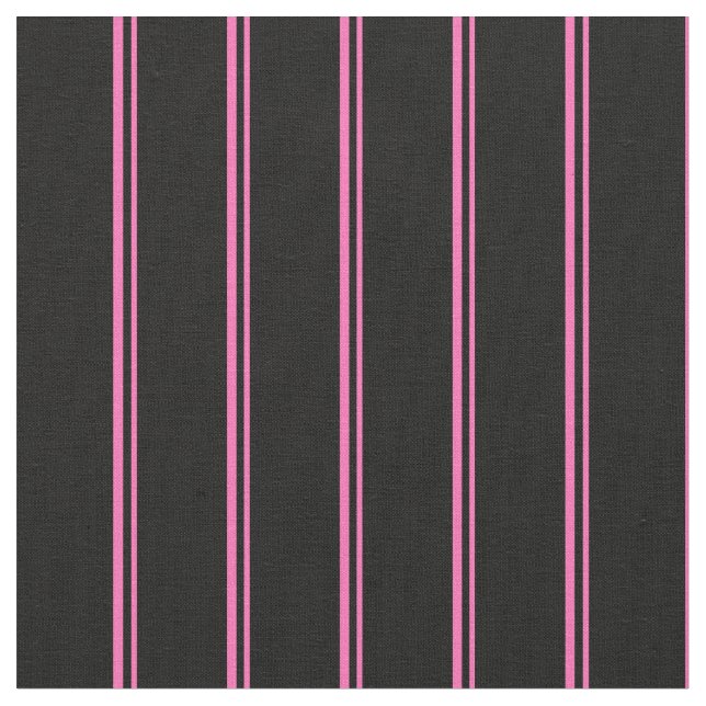 Hot Pink & Black Coloured Lines Fabric (Close Up)