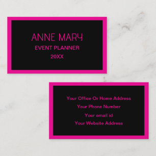Hot Pink Black Custom Colour Wedding Trendy Business Card
