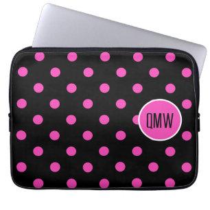 Hot Pink & Black Custom Monogram Tablet Sleeve