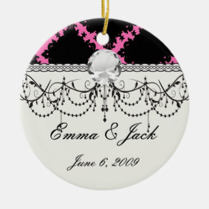 hot pink black diamond mod damask ceramic tree decoration