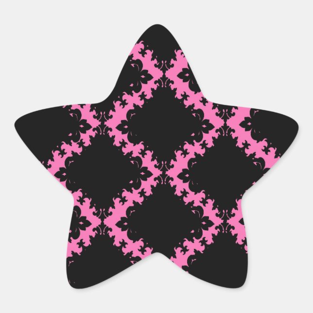 hot pink black diamond mod damask star sticker (Front)